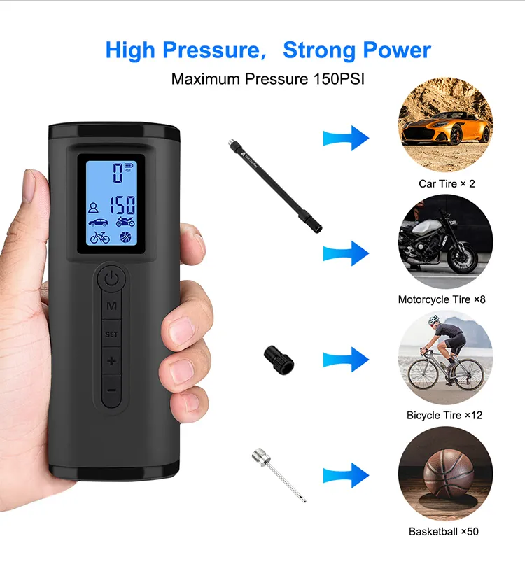 Portable Air Bike Pump Mini Electric Inflator Rechargeable Air Pump Auto Car Inflatable Rechargeable Compressor Portable Air Bike Pump Mini Electric Inflator Rechargeable Air Pump Auto Car Inflatable Rechargeable Compressor