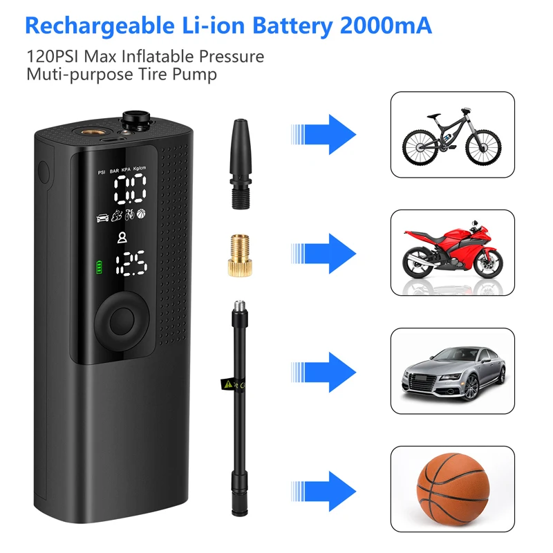 Portable Air Bike Pump Mini Electric Inflator Rechargeable Air Pump Auto Car Inflatable Rechargeable Compressor Portable Air Bike Pump Mini Electric Inflator Rechargeable Air Pump Auto Car Inflatable Rechargeable Compressor