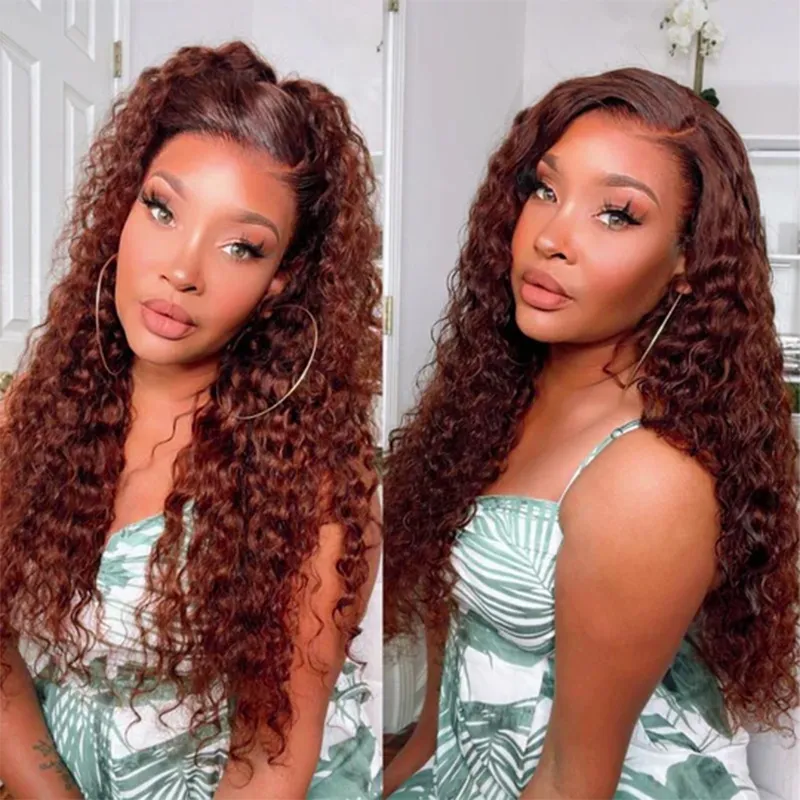 Reddish Brown Kinky Curly Wig Synthetic Lace Front Wigs For Women Copper Red Pre Plucked With Baby Hair Lace Closured Wig Reddish Brown Kinky Curly Wig Synthetic Lace Front Wigs For Women Copper Red Pre Plucked With Baby Hair Lace Closured Wig
