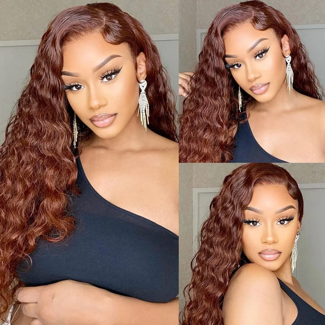 Reddish Brown Kinky Curly Wig Synthetic Lace Front Wigs For Women Copper Red Pre Plucked With Baby Hair Lace Closured Wig Reddish Brown Kinky Curly Wig Synthetic Lace Front Wigs For Women Copper Red Pre Plucked With Baby Hair Lace Closured Wig