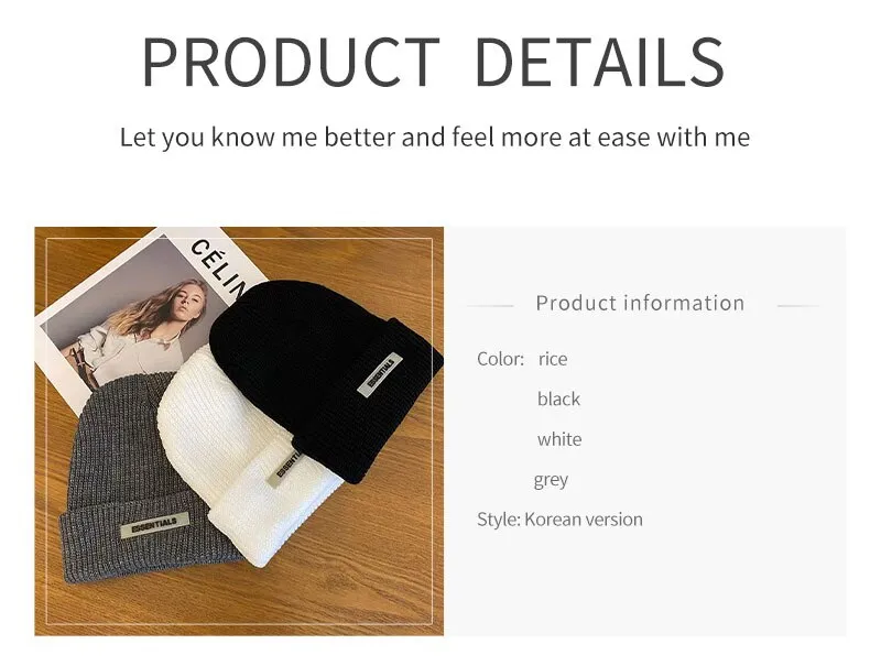 Knitted Hats For Women Black Hat Winter Mens Caps Women For Ladies Knitted Thick Cap Chaopai Woolen Landlord Guapi Hat