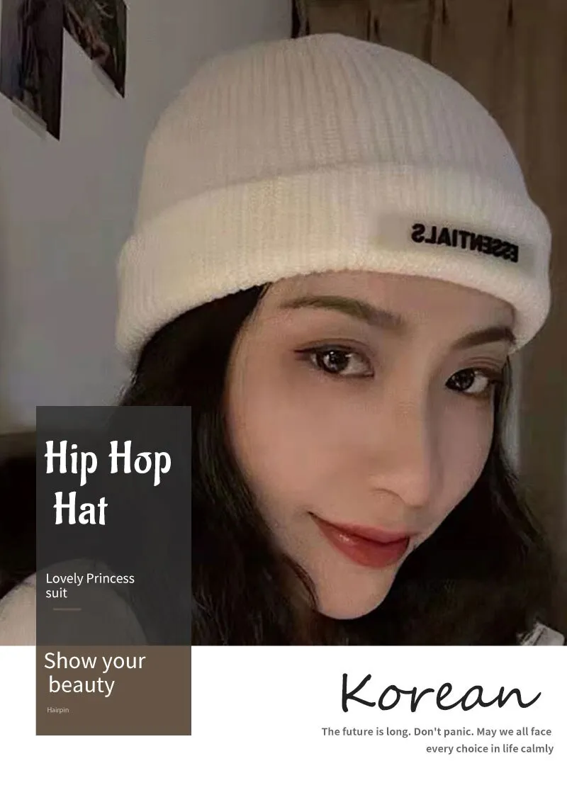 Knitted Hats For Women Black Hat Winter Mens Caps Women For Ladies Knitted Thick Cap Chaopai Woolen Landlord Guapi Hat