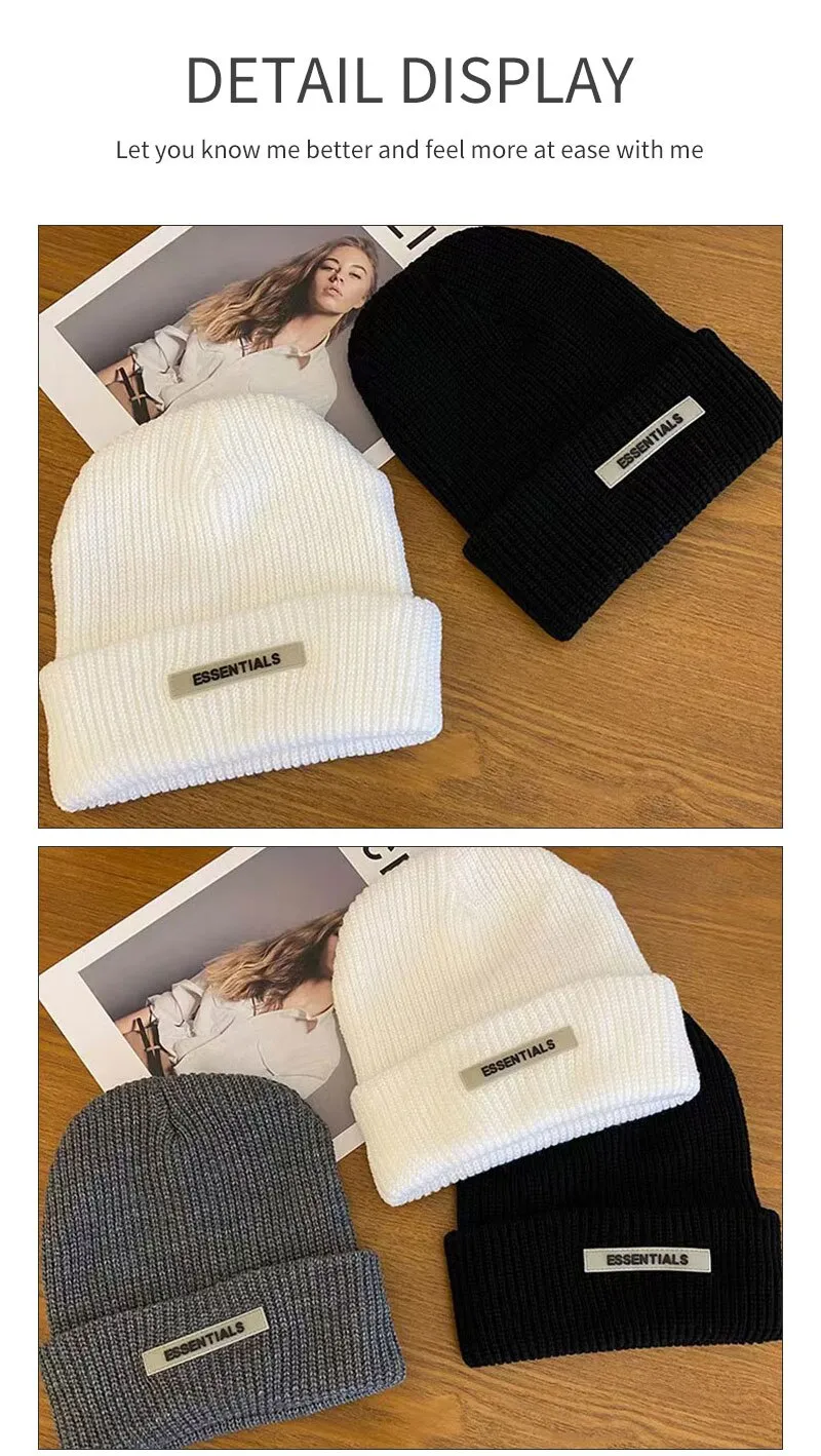 Knitted Hats For Women Black Hat Winter Mens Caps Women For Ladies Knitted Thick Cap Chaopai Woolen Landlord Guapi Hat