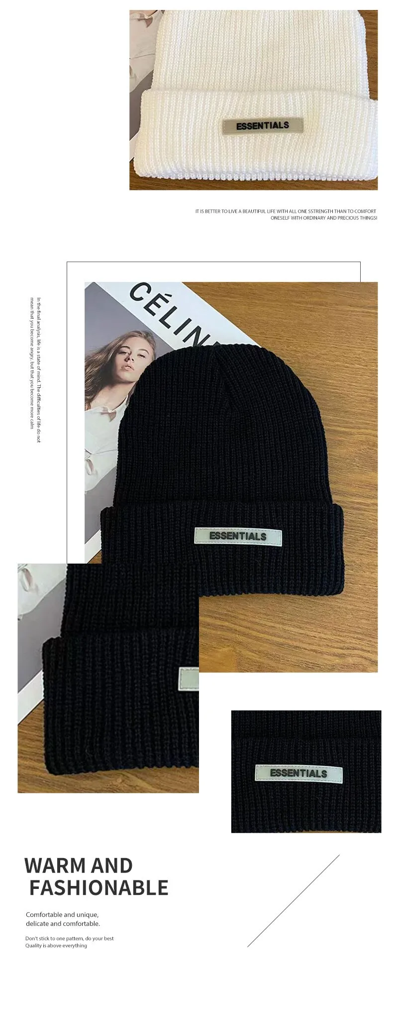 Knitted Hats For Women Black Hat Winter Mens Caps Women For Ladies Knitted Thick Cap Chaopai Woolen Landlord Guapi Hat