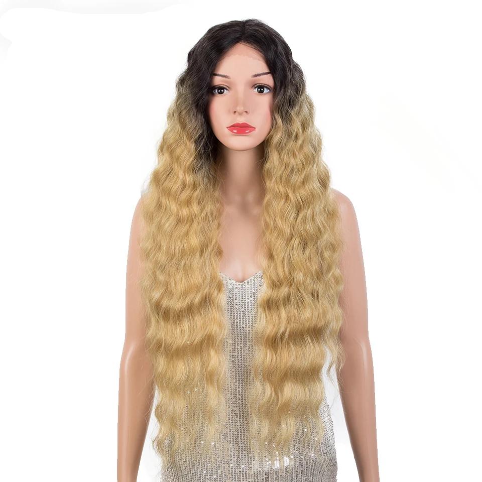 FREEDOM Synthetic Lace Wigs For Black Women Deep Curly Wig Ombre Blonde Scalp With Lace Wig 30 Inch Cosplay Wigs