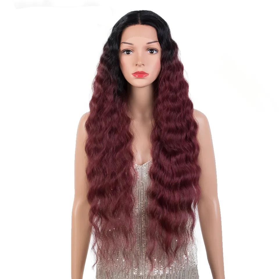 FREEDOM Synthetic Lace Wigs For Black Women Deep Curly Wig Ombre Blonde Scalp With Lace Wig 30 Inch Cosplay Wigs