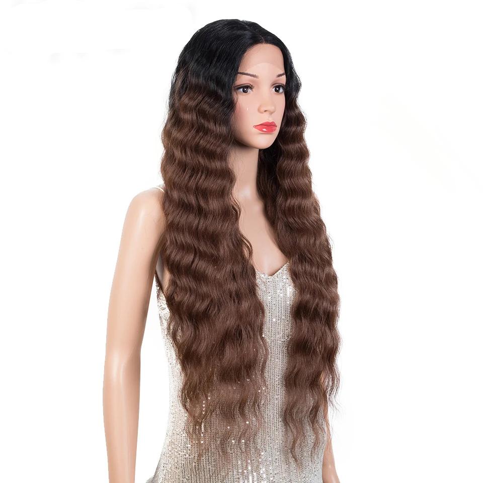 FREEDOM Synthetic Lace Wigs For Black Women Deep Curly Wig Ombre Blonde Scalp With Lace Wig 30 Inch Cosplay Wigs