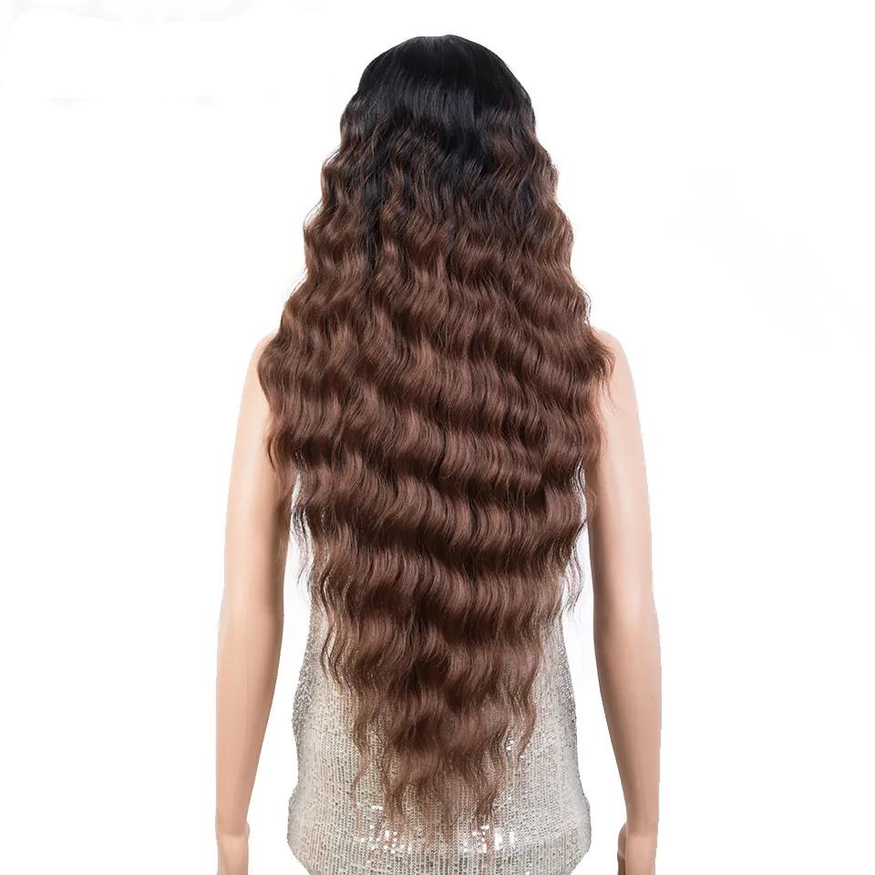 FREEDOM Synthetic Lace Wigs For Black Women Deep Curly Wig Ombre Blonde Scalp With Lace Wig 30 Inch Cosplay Wigs