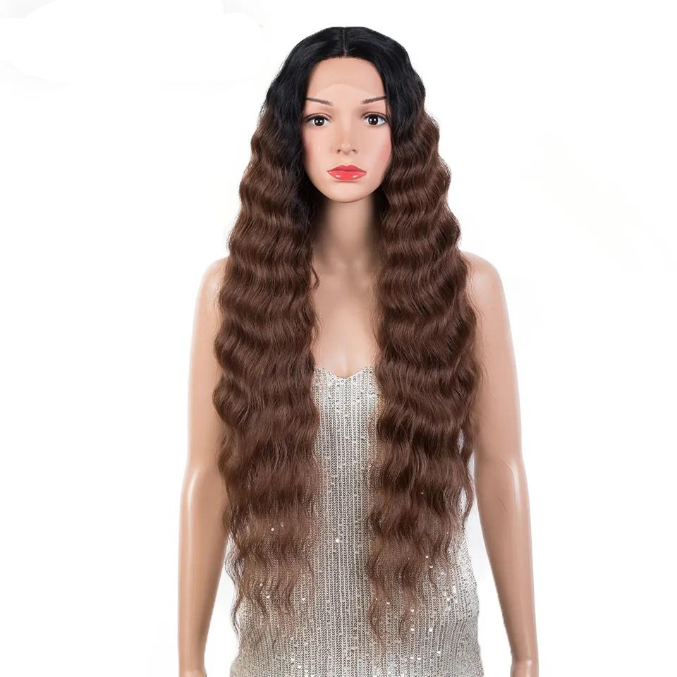FREEDOM Synthetic Lace Wigs For Black Women Deep Curly Wig Ombre Blonde Scalp With Lace Wig 30 Inch Cosplay Wigs