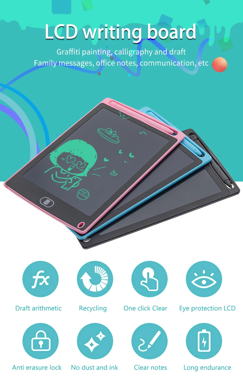 8.5/10/12/inch LCD Writing Tablet Drawing Board Kids Graffiti Sketchpad Toys Handwriting Blackboard Magic Drawing Board Toy Gift