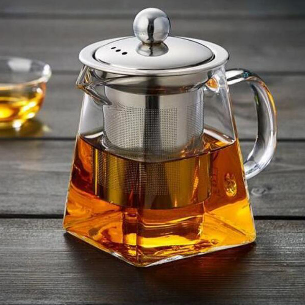 550/750/950ML Household Teaware Clear Kettle With Stainless Steel Infuser Heat Resistant Glass Teapot Tea Infuser
