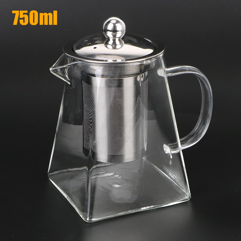 550/750/950ML Household Teaware Clear Kettle With Stainless Steel Infuser Heat Resistant Glass Teapot Tea Infuser