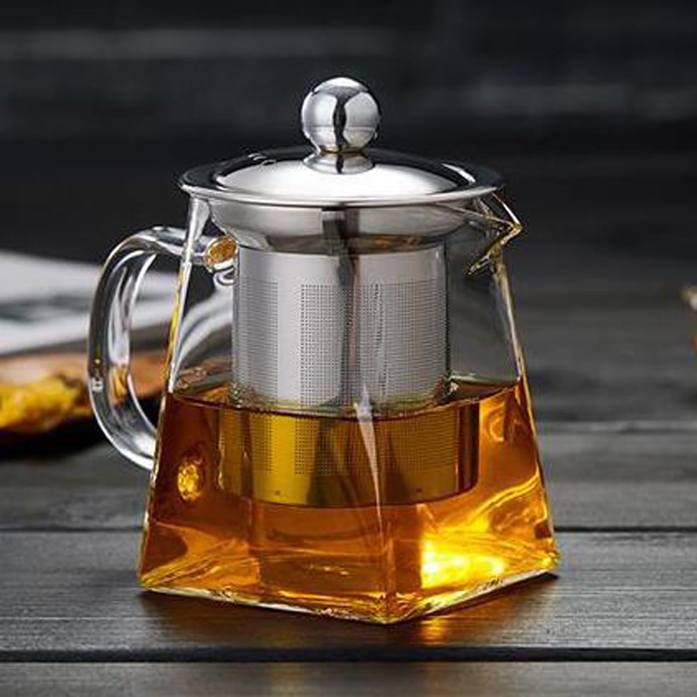 550/750/950ML Household Teaware Clear Kettle With Stainless Steel Infuser Heat Resistant Glass Teapot Tea Infuser