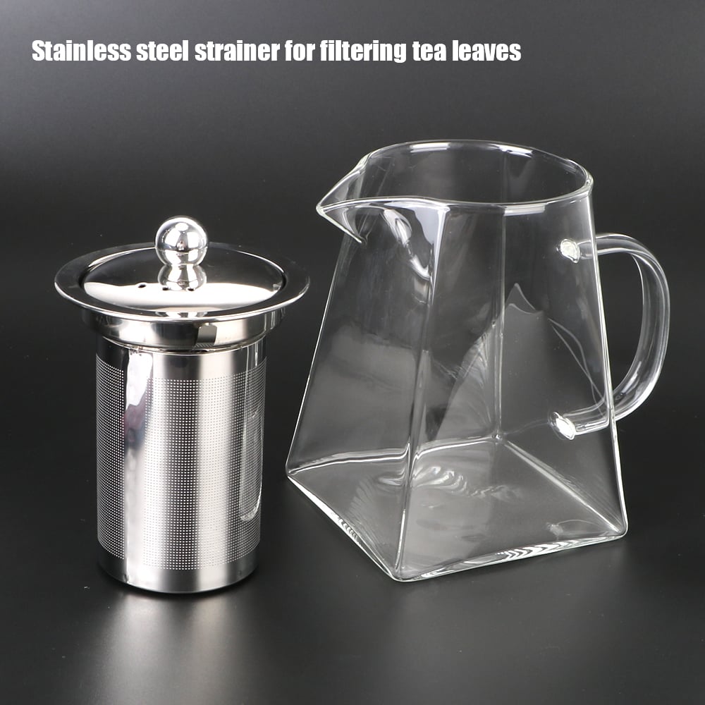 550/750/950ML Household Teaware Clear Kettle With Stainless Steel Infuser Heat Resistant Glass Teapot Tea Infuser