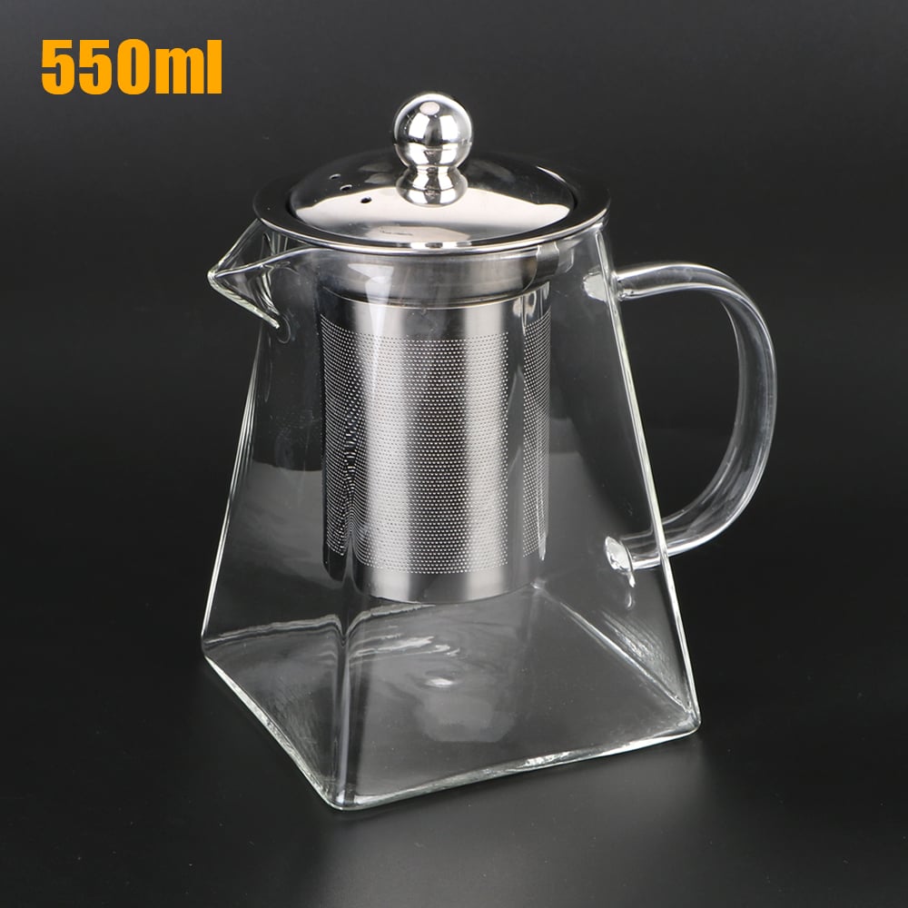 550/750/950ML Household Teaware Clear Kettle With Stainless Steel Infuser Heat Resistant Glass Teapot Tea Infuser