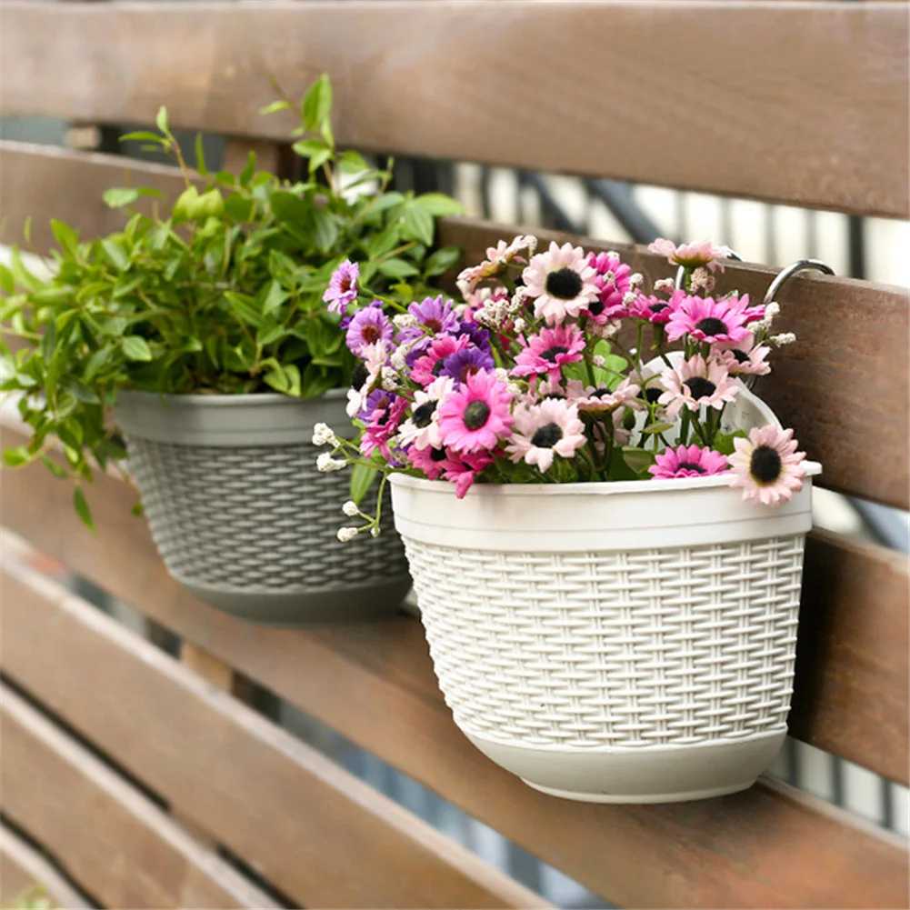Wall Hanging Flower Pot Garden Fence Balcony Basket Plant Potted Flower Pot Decoration