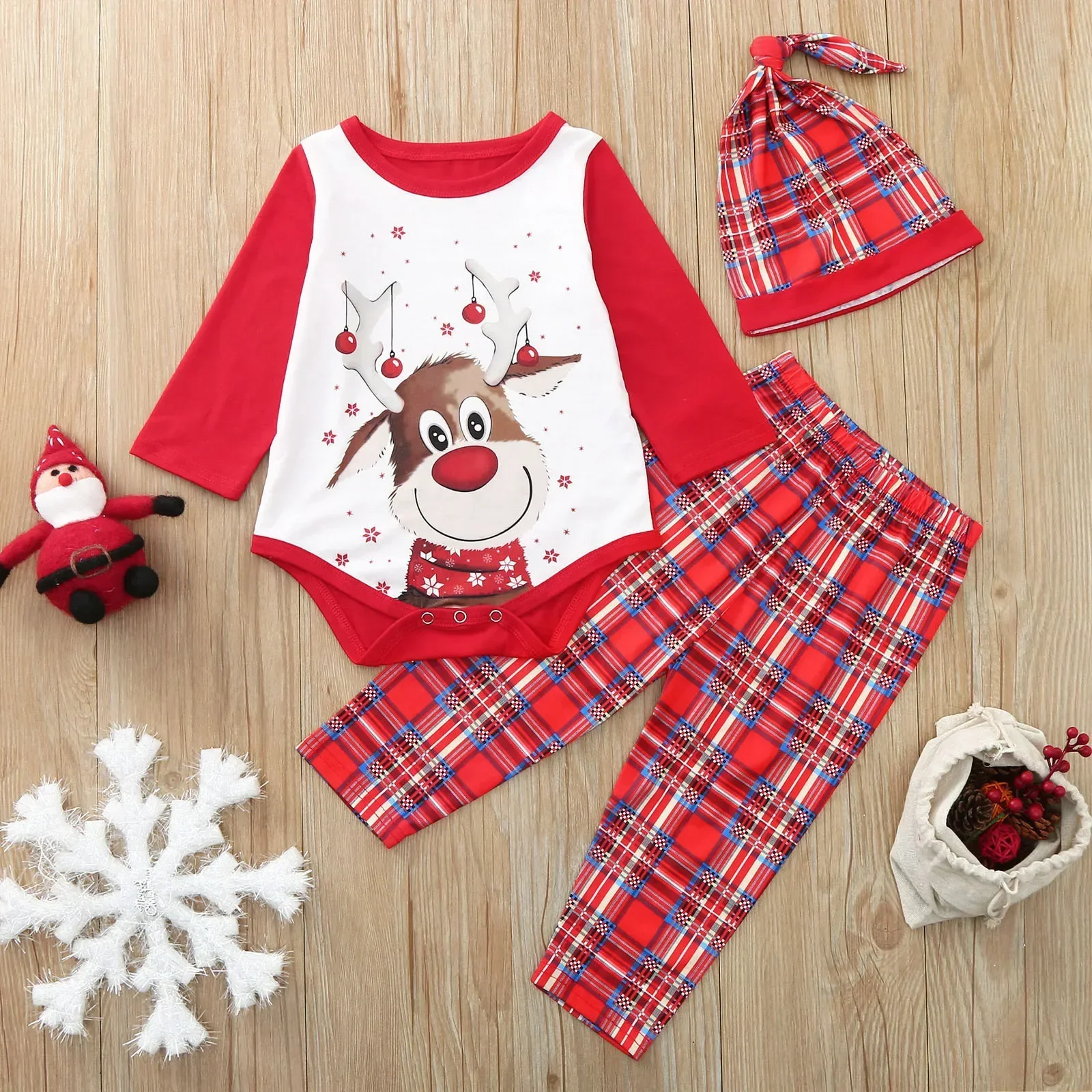 Mother Kids Adult Baby Xmas Family Matching Outfits Christmas Pajamas Family Clothes 2023 Family Christmas Pajamas Set Deer