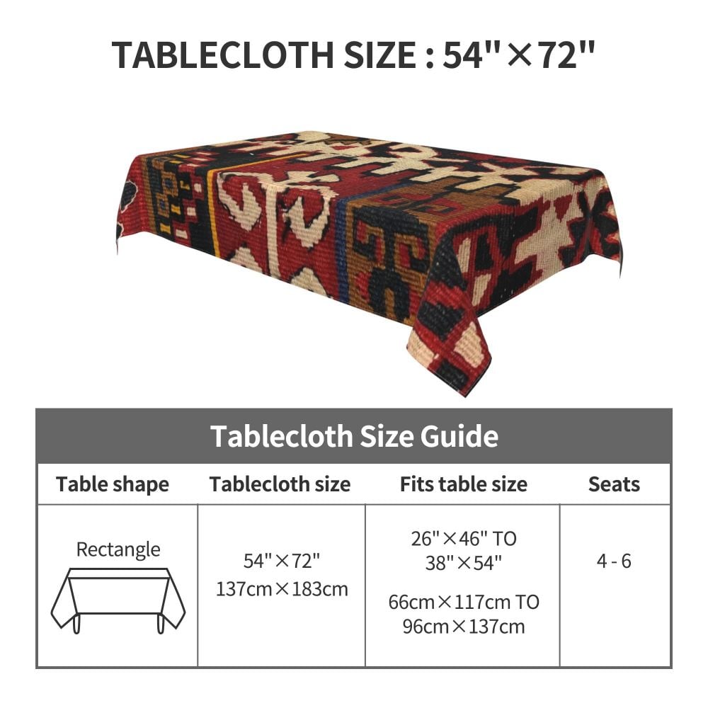 Cal Antique Turkish Kilim Tablecloth Backing Elastic Edge Table Covers Bohemian Ethnic Vintage Persian Carpet Tribal Table Cloth
