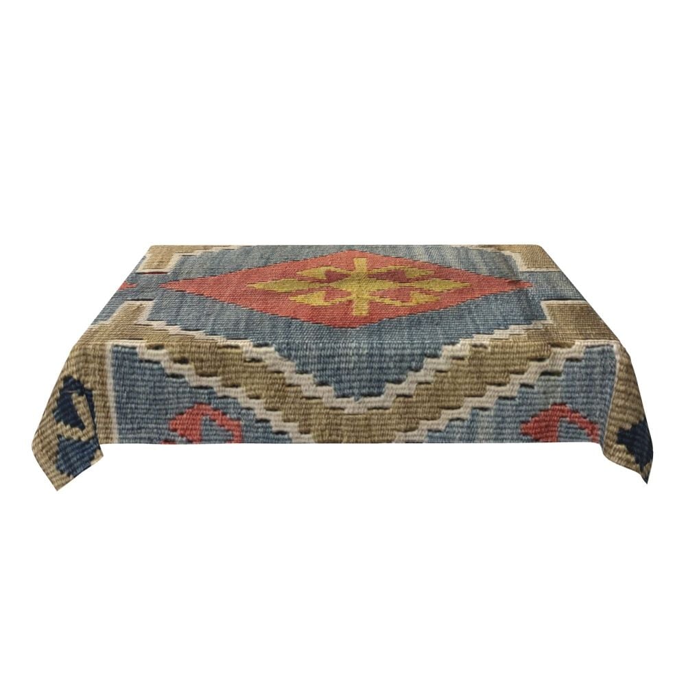 Cal Antique Turkish Kilim Tablecloth Backing Elastic Edge Table Covers Bohemian Ethnic Vintage Persian Carpet Tribal Table Cloth
