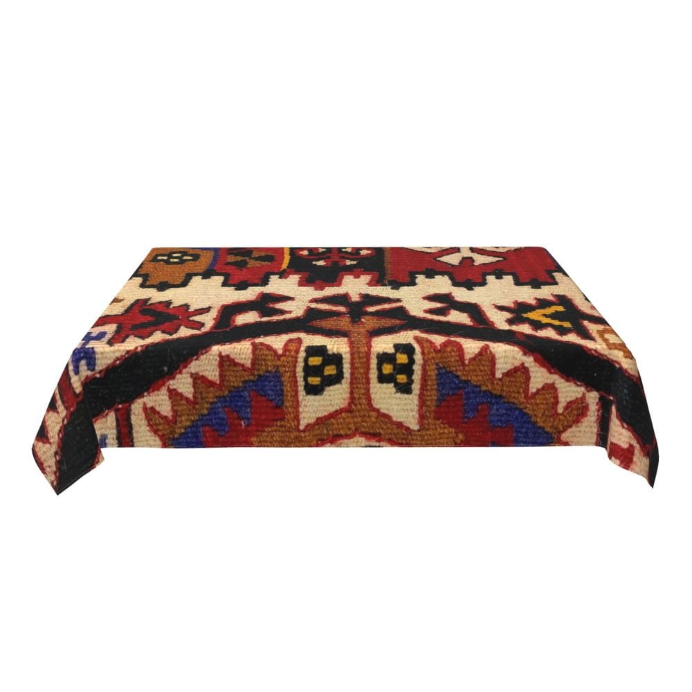 Cal Antique Turkish Kilim Tablecloth Backing Elastic Edge Table Covers Bohemian Ethnic Vintage Persian Carpet Tribal Table Cloth