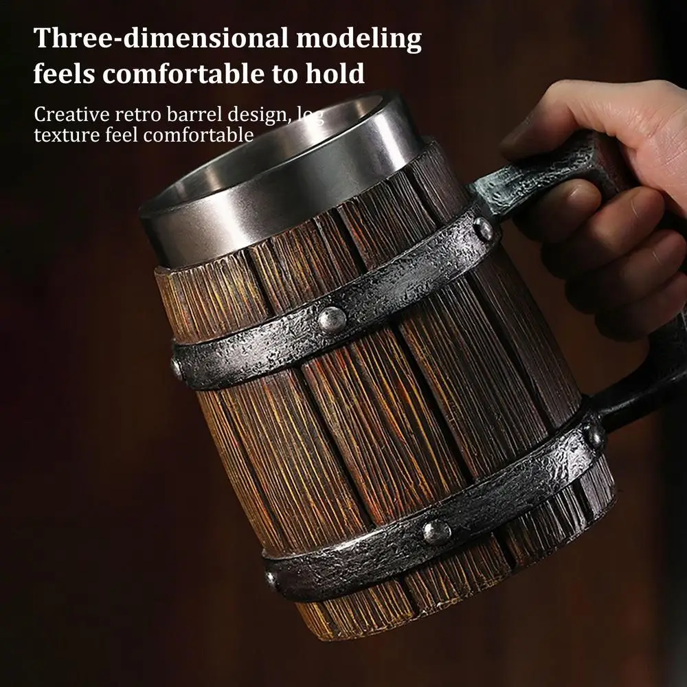 Large Viking Beer Mug Wooden Beer Tankard Cup Viking Coffee Cool Mug Whiskey Barrel Cup Antique Barrel for Party Decoration Large Viking Beer Mug Wooden Beer Tankard Cup Viking Coffee Cool Mug Whiskey Barrel Cup Antique Barrel for Party Decoration